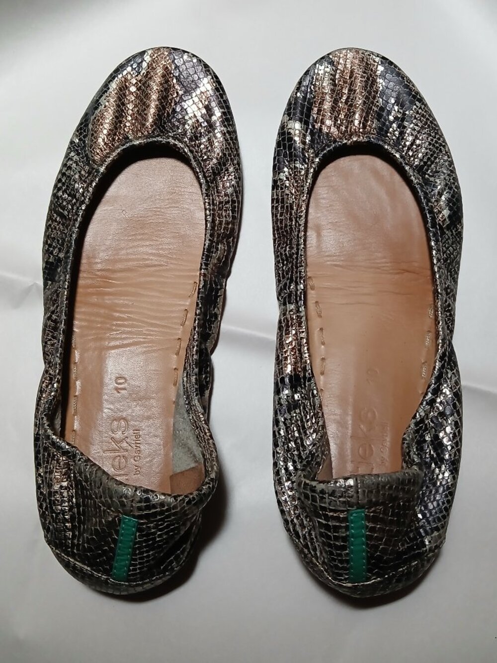 Tieks Copperhead Snake Print Ballet Flats -- Womens Size 10